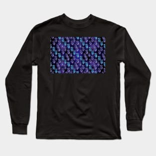 Handbeaded Crystals Floating in Space. Blue and Purple. Long Sleeve T-Shirt